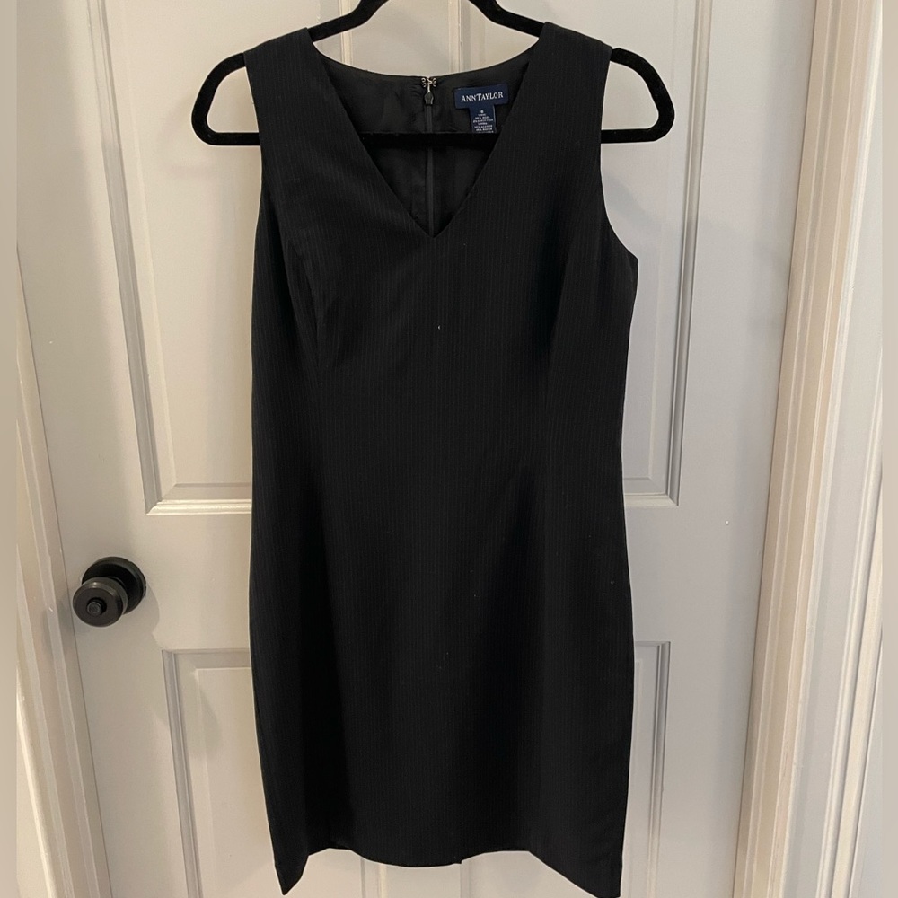 Ann Taylor Black Pin-Stripe Sheath